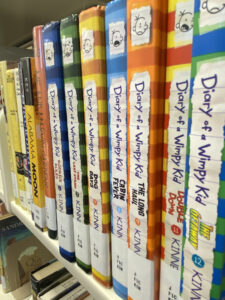 Diary of a Wimpy Kids books on shelf